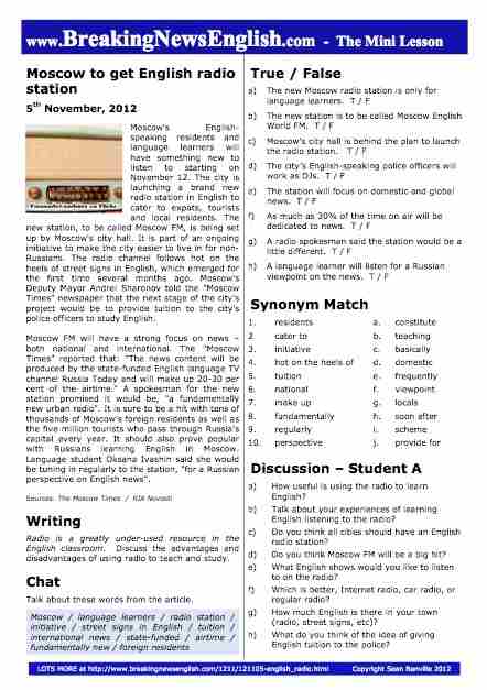 A 2-Page Mini-Lesson - Moscow FM
