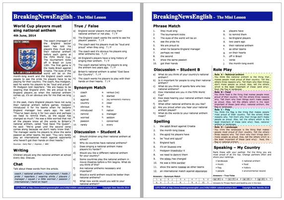 A 2-Page Mini-Lesson - National Anthem