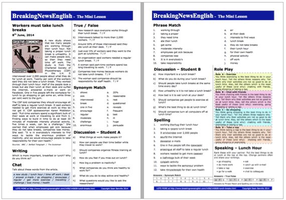 A 2-Page Mini-Lesson - Lunch Breaks