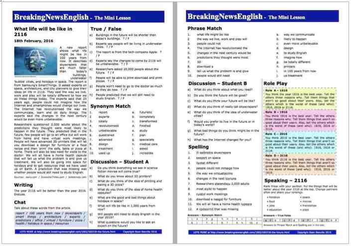 A 2-Page Mini-Lesson - The Future